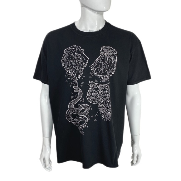 Geek Gear Harry Potter Themed Geo Wizardry Animal Design Black Tee - Picture 1 of 6